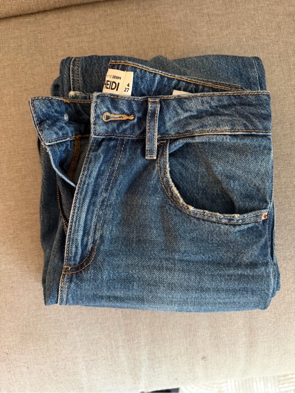 2 Dynamite Straight Leg Denim Jeans in Medium Blue + black - size 27